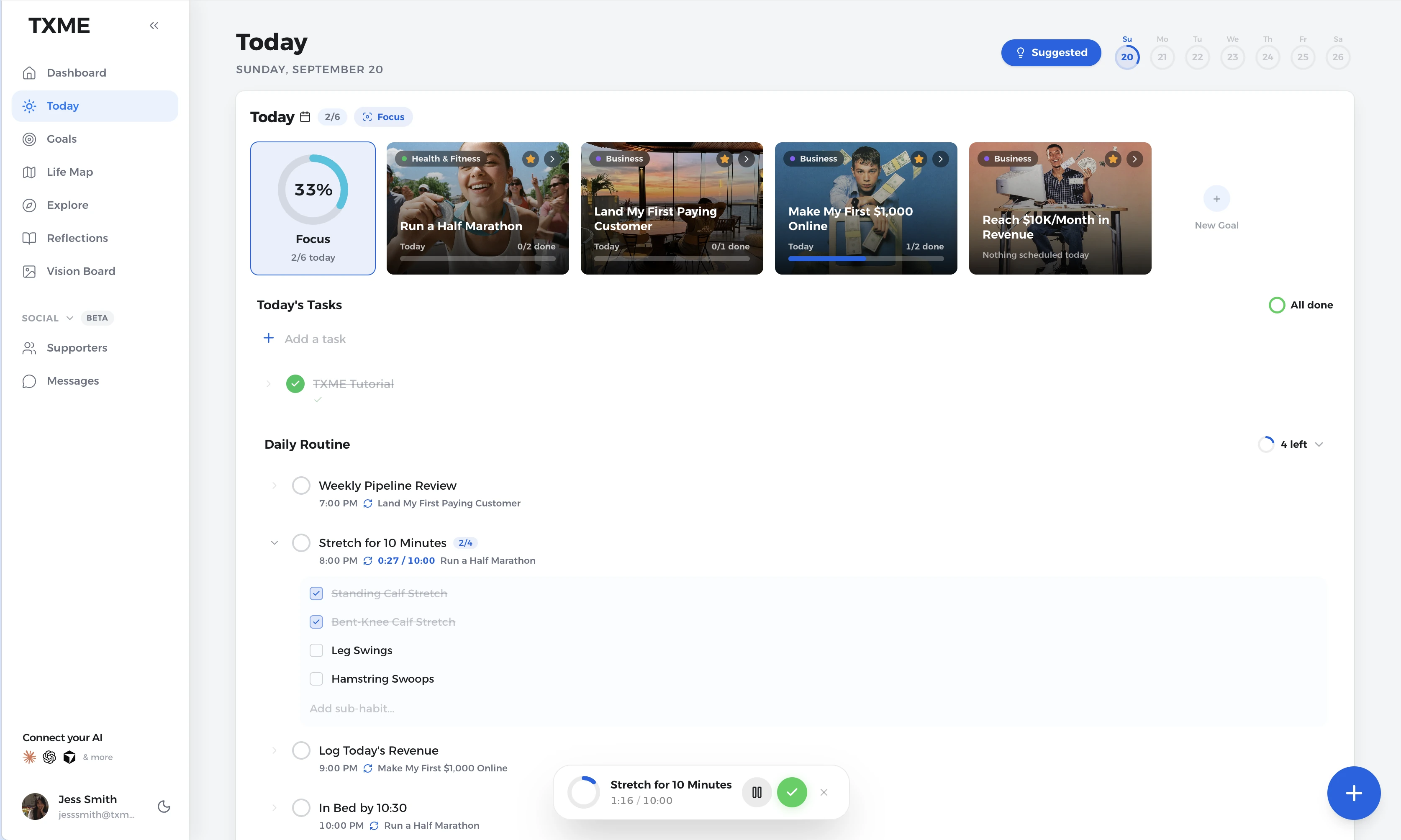 TXME Today dashboard
